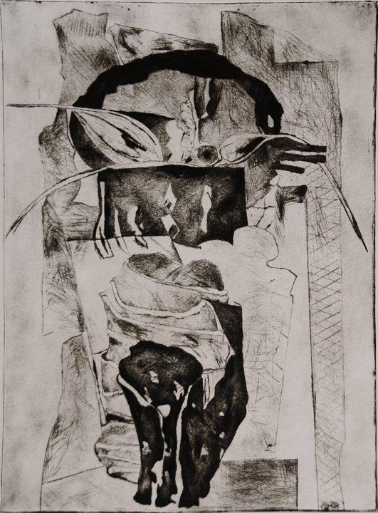 5) Reflection, Drypoint, 19''x14'', 2004
