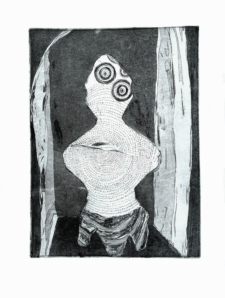 Diamond Head, Aquatint, 9 x 12, 2024, Art University , Prishtina, Kosovo